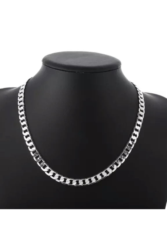 18K Gold Plated Necklaces 925 Stamp Silver Color Classic 8MM Sideways Chain