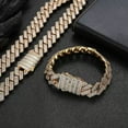 thumbnail image 1 of GKNET 18mm Hip Hop T Zircon Rhombus Cuban Chain Necklace Bracelets Real Gold Plated-Gold-8 in Bracelet, 1 of 8