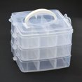 thumbnail image 1 of GKNET 1Box Plastic Bead Storage Containers Rectangle Three Layers with Handle, 1 of 4