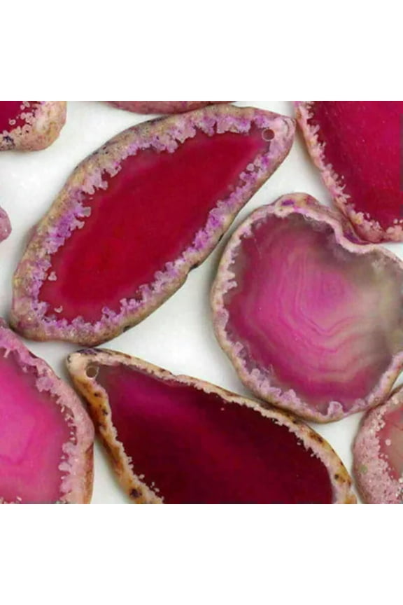 1PC Agate Gemstone Polished Crystal Slice Pendant Brazil Healing Stone Reiki-Rose