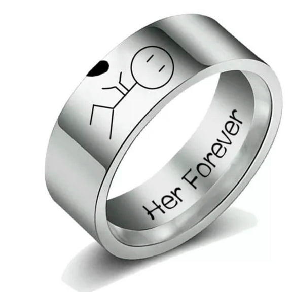 GKNET 1PC Stainless Steel Couple Rings Friend Gift Promise Finger Ring Fashion Jewelry-Silver A-6