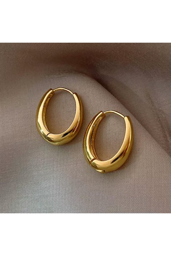 1Pair Classic Small Hoop Earrings Gold Color Simple Exquisite U-Shaped Earr_yi-A2