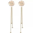 thumbnail image 1 of GKNET 1Pair Fashion Korean Style Long Dangle Earrings Shiny Flower Drop Stud Earr, 1 of 6