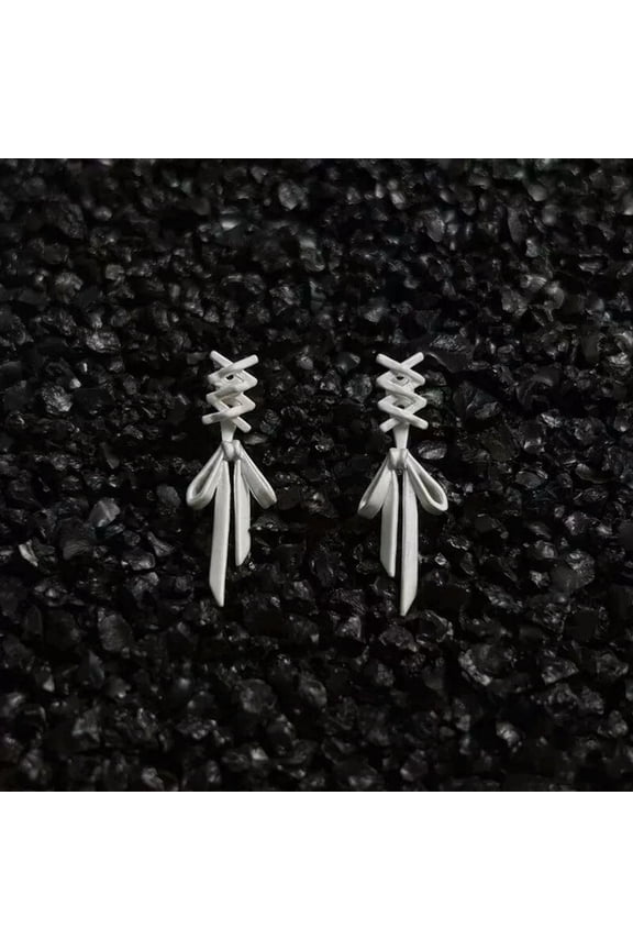 1Pair Gothic Accessories Punk Tie Bow Silver Color Earrings Cross Tassel Earring