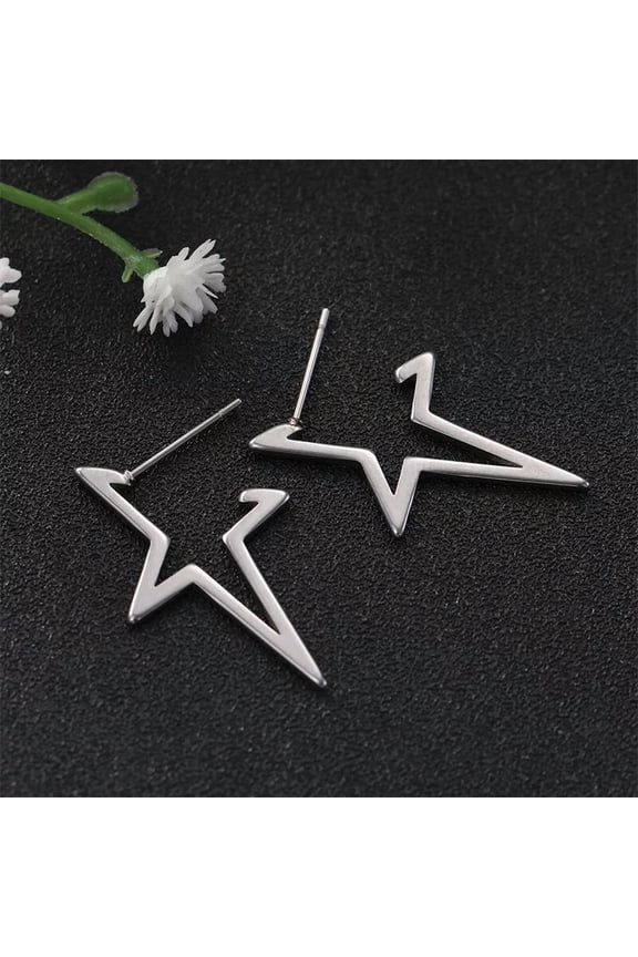 1Pair Hollow Star Pendant Fashion Earrings Fashion Four-Pointed Stars Ear St_yi