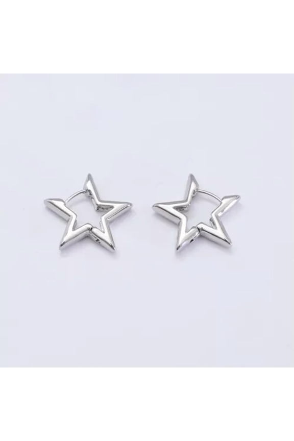 1 Pair Pentagram Ear Stud Piercing Earrings Star Ear Buckle Y2K Women Minimalist-Silvery