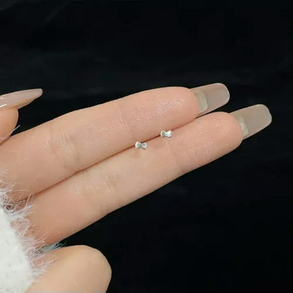 GKNET 1Pair Silver Color Simple Small Stud Earrings For Women Fashion Piercing Jewe-7