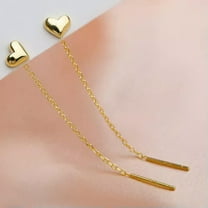 GKNET 1Pair Tassel Heart Beads Pendants Drop Earrings For Women Hanging Ear Jewelry-Gold-
