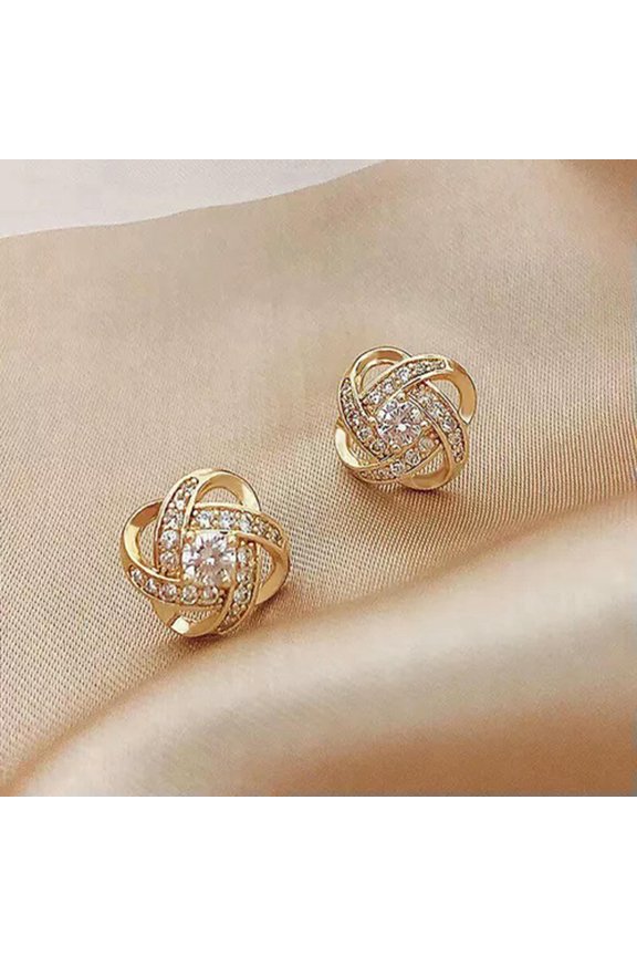 1Pair Temperament Four-leaf Clover Earrings Korean Style Zircon Pearl Ear Studs-A1