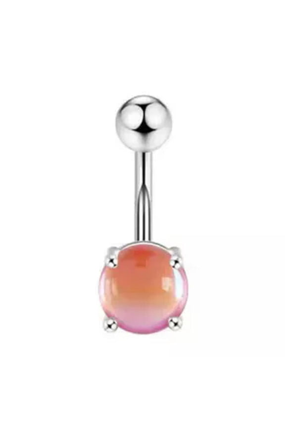 1Pc Cat Eye Belly Button Ring Navel Ring Stainless Steel Barbell Stud Piercing-Red