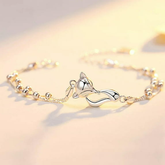 GKNET 1Pc Cute Stylish Fox Bracelet Silver Color For Girl Woman Fashion Accessorie WY4