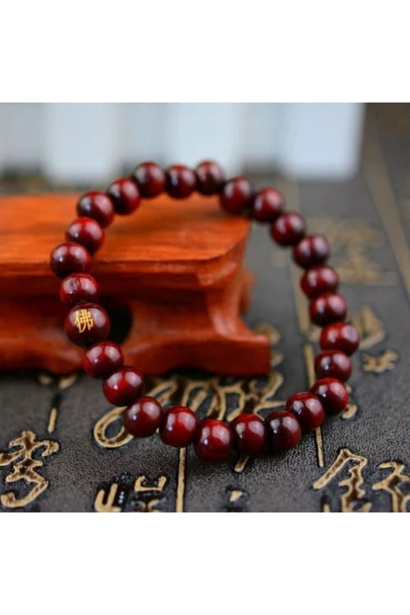1Pc Men Wood Beads Bracelet Buddhist Buddha Bangles Women Meditation Bracelets-Red
