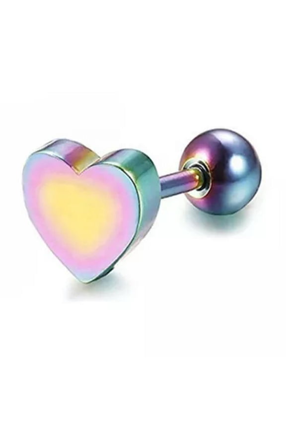 1Pc Stainless Steel Love Heart Ear Helix Cartilage Body Piercing Earrings St-Multicolor