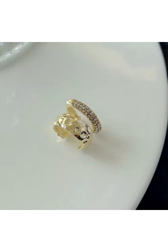 1Pc Zircon Double-layer Ear Clip No Piercing Ear Bone Clip C-Shaped Ear Clip-Gold