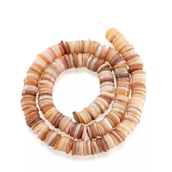 GKNET 1Strand(178~182pcs) Heishi Shell Beads Natural Freshwater Coin Loose Spacer Bead