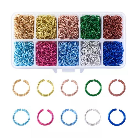 GKNET 1box Aluminum Wire Open Jump Rings Mixed Color Accessories DIY 6/8/10mm-Mixed Color #02-6mm; 5050pcs/box