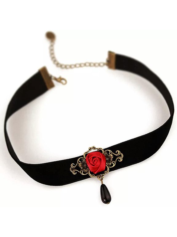 1pc Elegant Rose Choker Necklace for Women Accessories Gothic Party Jewelry