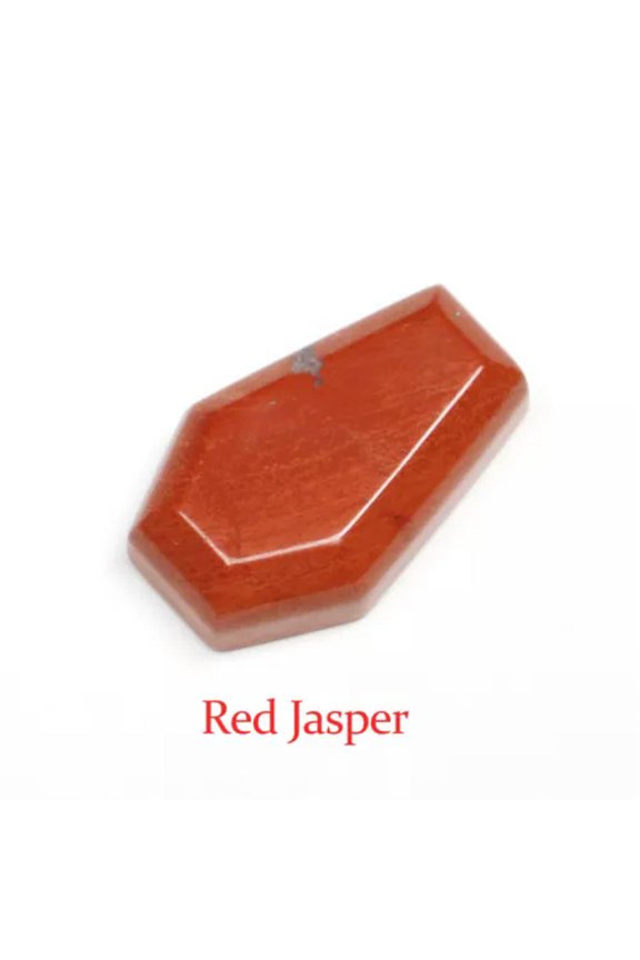 1pc Mini Natural Rose Clear Quartz Crystal Coffin Pendant Reiki Healing Carved-Red Jasper