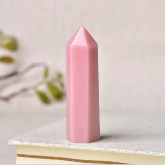 GKNET 1pc Natural Pink Opal Obelisk Tower Quartz Crystal Point Healing Reiki Wand Gift-6-7cm