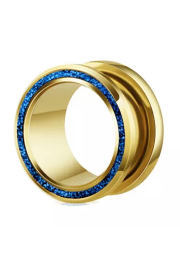 1pcs Screw Fit Crystal Flesh Tunnels Stainless Steel Ear Gauges Plugs Earrings-gold-12mm