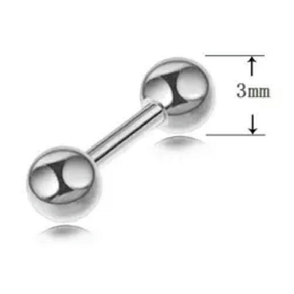 GKNET 1x Surgical Steel Balls Ear Stud Earrings Screw Ball Back Piercing Stud Jewelry！-silver 1.2*6*3