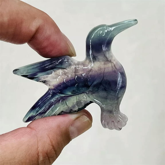 GKNET 2.4" Natural Fluorite Carved Phoenix bird Skull Quartz Crystal Skull Reiki 1PC