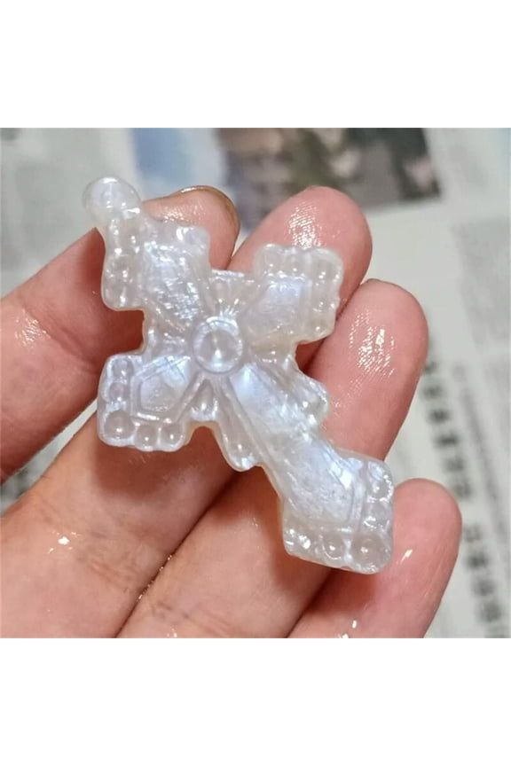 2" A++ Natural Moonstone Carved Cross Skull Quartz Crystal Skull Healing 1PC