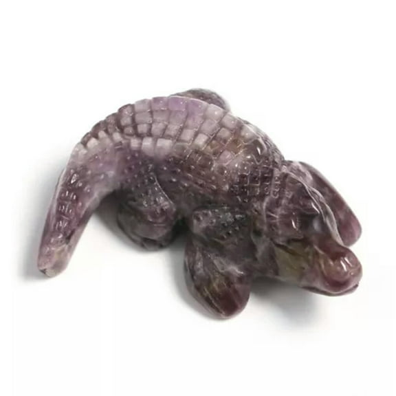 GKNET 2‘’ Natural Crystal Quartz Crocodile Carving Stone Carved Sculpture Animal Decor-Amethyst-2"