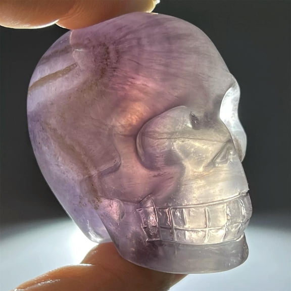 GKNET 2" Natural Fluorite carved skull quartz crystal skull reiki healing Random 1pc