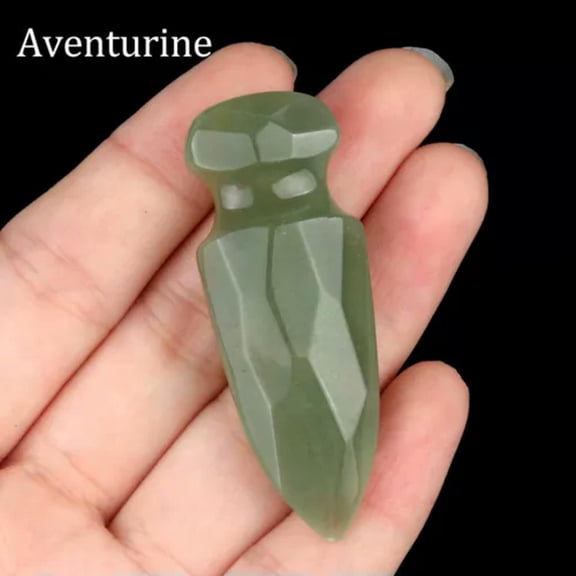 GKNET 2" Natural Quartz Crystal Dagger Hand Carved Skull Reiki Healing Figurine-Aventurine