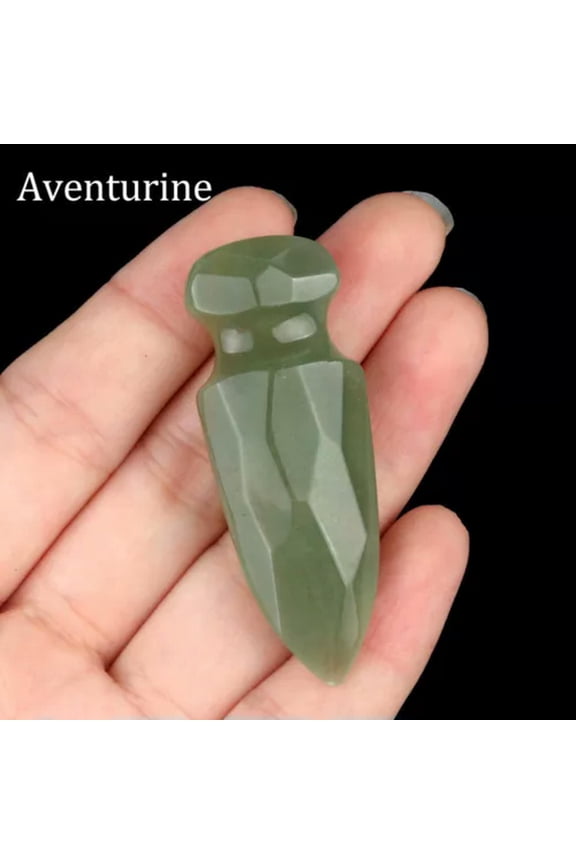2" Natural Quartz Crystal Dagger Hand Carved Skull Reiki Healing Figurine-Aventurine