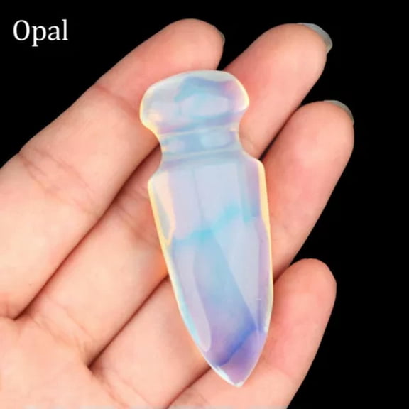 GKNET 2" Natural Quartz Crystal Dagger Hand Carved Skull Reiki Healing Figurine-Opal