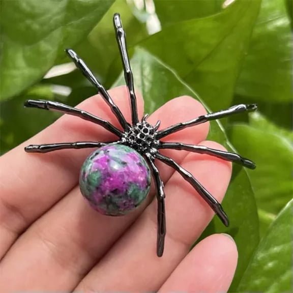 GKNET 2" Natural Quartz Spider Carved Quartz Crystal Skull Reiki Healing-1PC-Zoisite