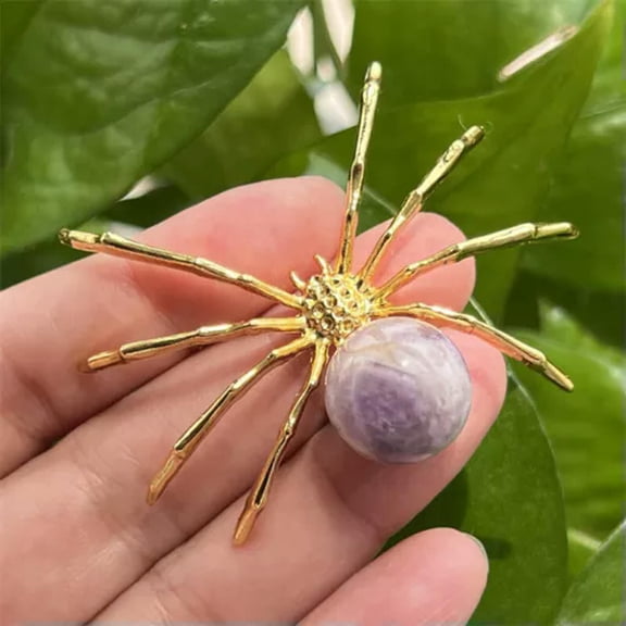 GKNET 2" Natural Quartz Spider Carved Quartz Crystal Skull Reiki Healing-1PC-y Amethyst