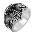 thumbnail image 1 of GKNET 2 Style Mens Stainless Steel Nordic Viking Thors Hammer Rune Mjolnir Ring, 1 of 6