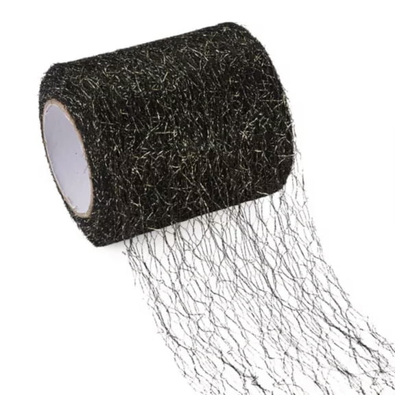 GKNET 20 Yards Spiderweb Netting Fabric Ribbons 75mm Hollow Tulle Craft Decoration-Black