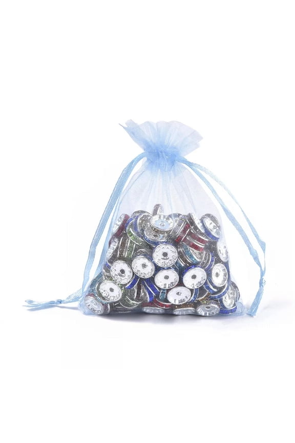 200pcs Drawstring Organza Bags Delicate Jewelry Favor Pouches Light Sky Blue 12x10cm