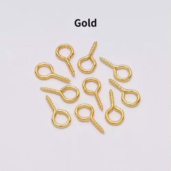 GKNET 200pcs Eye Pins Hooks Eyelets Screw Threaded Hooks Delicate Jewelry Findings Making DIY-Gold-4.5*10mm x 200pcs