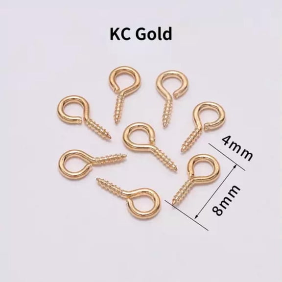 GKNET 200pcs Eye Pins Hooks Eyelets Screw Threaded Hooks Delicate Jewelry Findings Making DIY-KC Gold-5*10mm x 200pcs