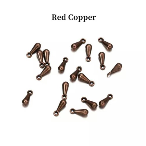GKNET 200pcs/ lot 2*7 3*9mm Gold Copper Water Drop End Beads For DIY Jewelry-Red Copper-3 x 9 mm