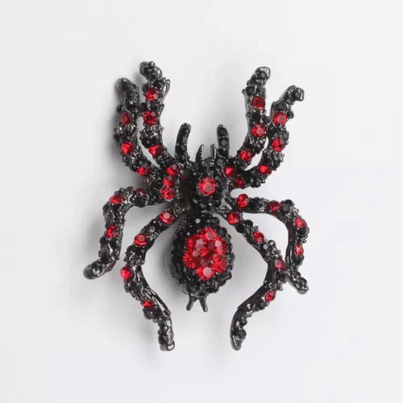 GKNET 2024 Exaggerated Large Alloy Rhinestone Spider Brooch Cool Halloween Gift-red