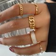 thumbnail image 1 of GKNET 2024 Fashion Women Boho Retro Color Silver Finger Knuckle Rings Set Delicate Jewelry Gift-5Pcs Chain Pearl, 1 of 9