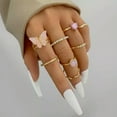 thumbnail image 1 of GKNET 2024 Fashion Women Boho Retro Color Silver Finger Knuckle Rings Set Delicate Jewelry Gift-6pcs Butterfly Heart, 1 of 9