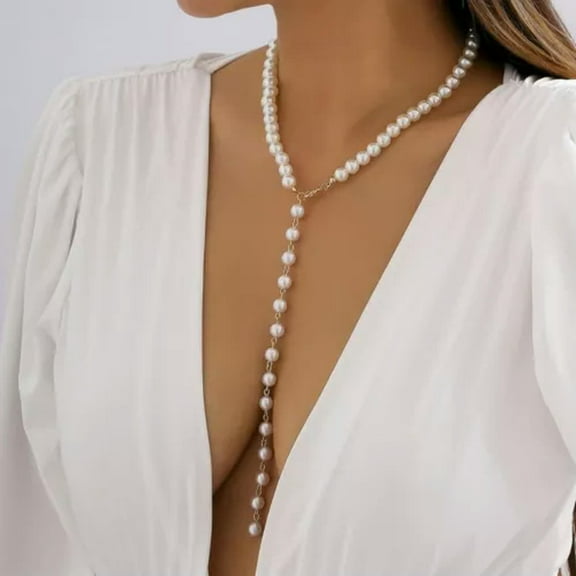 GKNET 2024 Luxury Boho Pearl Long Tassel Pendant Necklace Chain Elegant Women Jewelry-#1