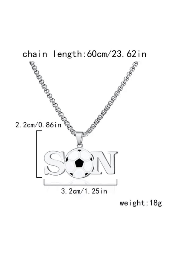 2024 Stainless Steel Long Sweater Chain Letter Ball Necklace Adjustable Unisex-Football #2