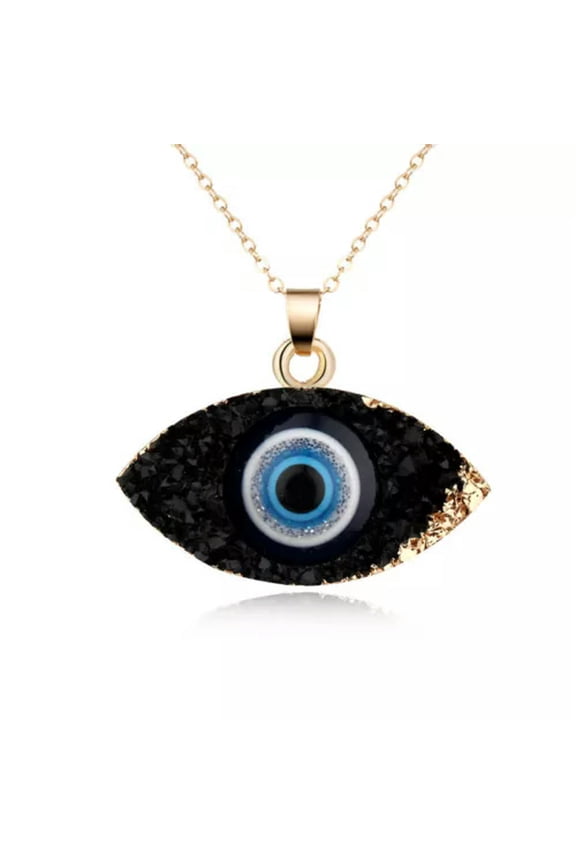2024 Turkish Hamsa Lucky Blue Evil Eye Pendant Necklace Women Men Jewellery Gift-9-Black Eye