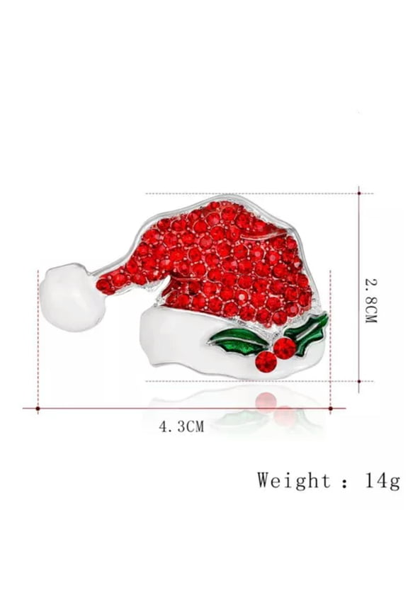 wholesale Christmas Tree Deer Snowman Brooch Pin Crystal Santa Claus Xmas New-Christmas Hat