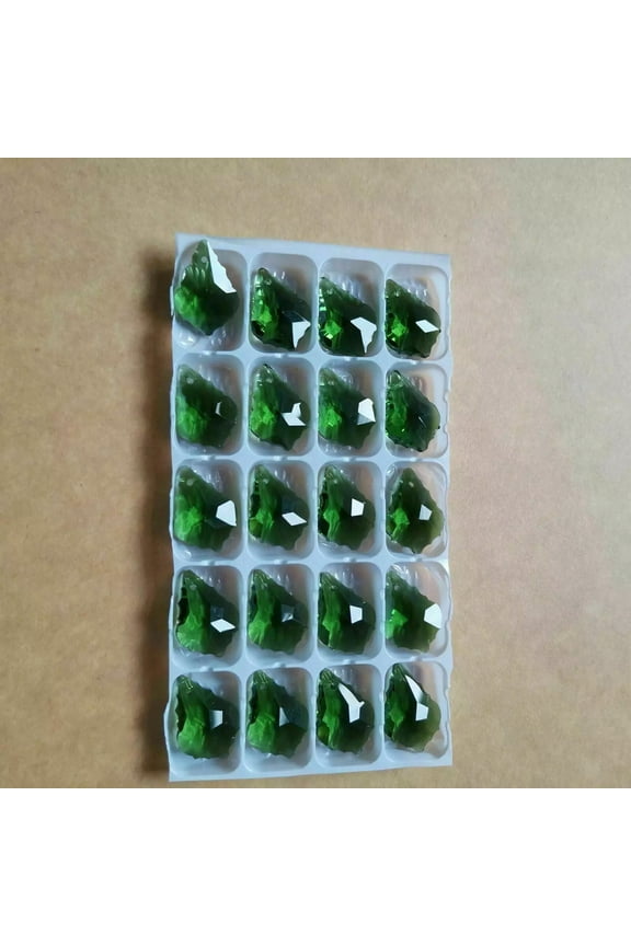 20PC Crystal Glass Dark Green Maple Leaf Chandelier Pendant Colorful Decoration