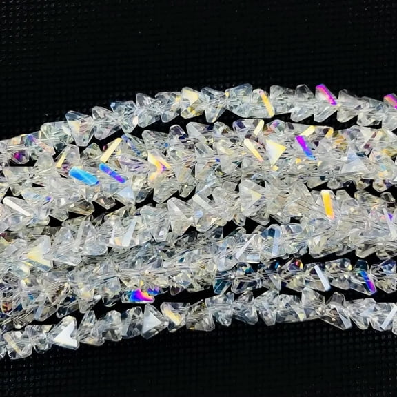 GKNET 20PC Rainbow Aurora Crystal Bead Irregular Shaped Drilled Spacer Loose Bead DIY
