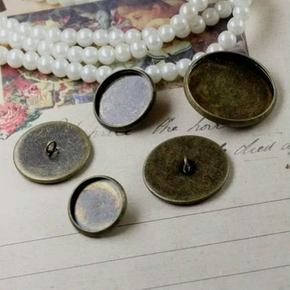 GKNET 20PCS Antiqued Bronze 12mm round Blank Settings Buttons #22715